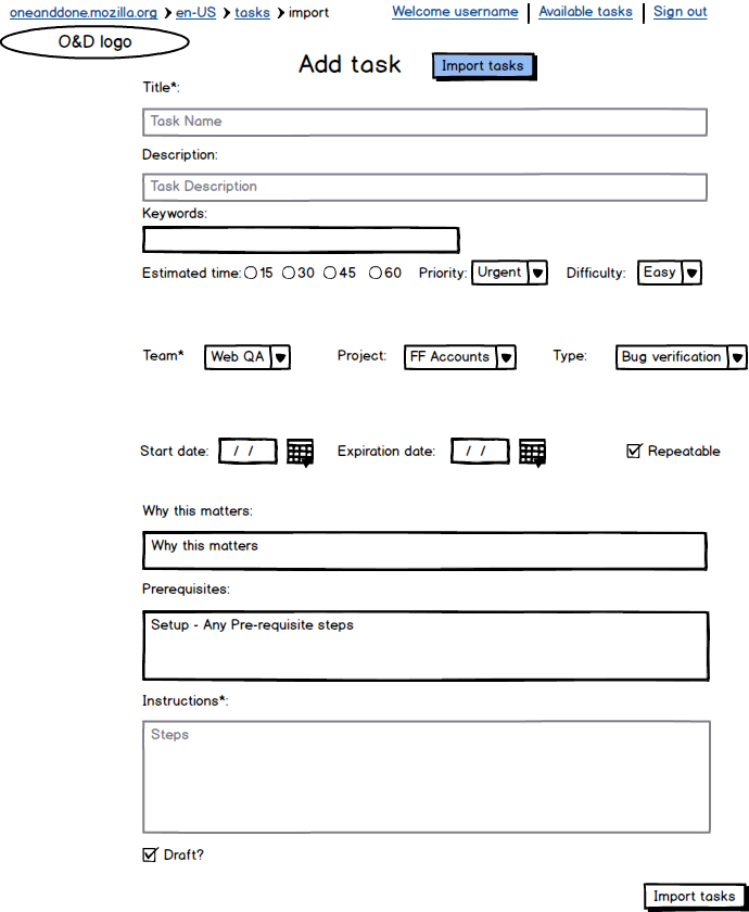 Import tasks