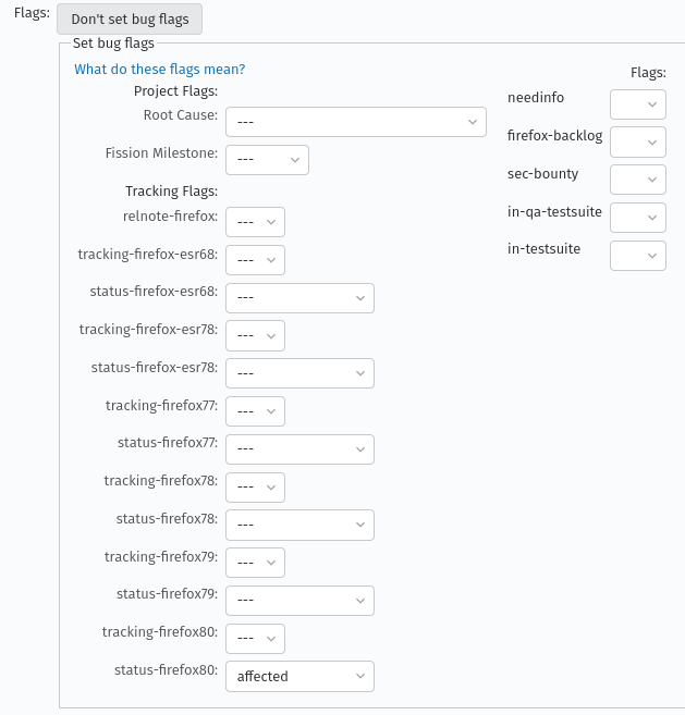 set tracking flag