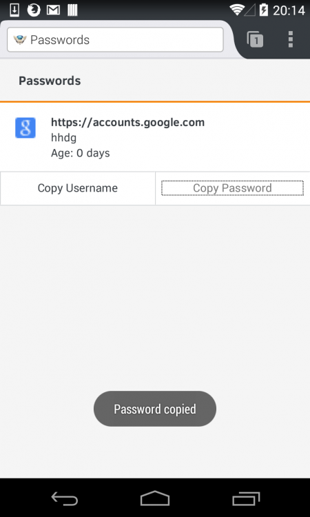 Password details