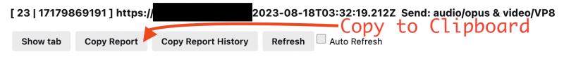 Location in about:webrtc of Copy Report button