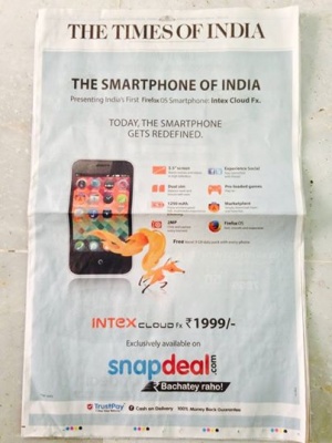 The Smartphone of India, Front page of the India Times on ...