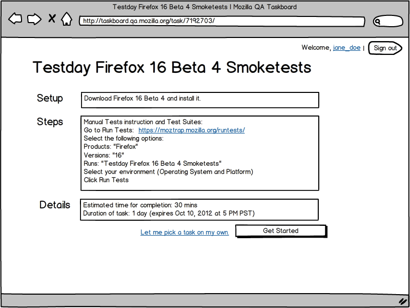 Mockup of the Best Matching Task Page
