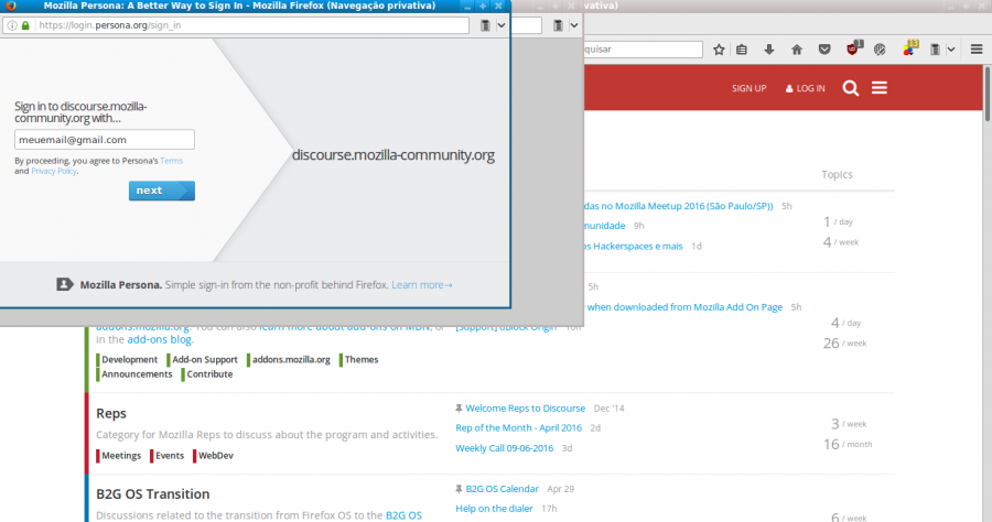 Informando o e-mail